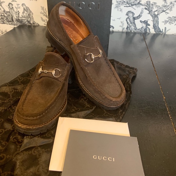 gucci lug sole loafer brown